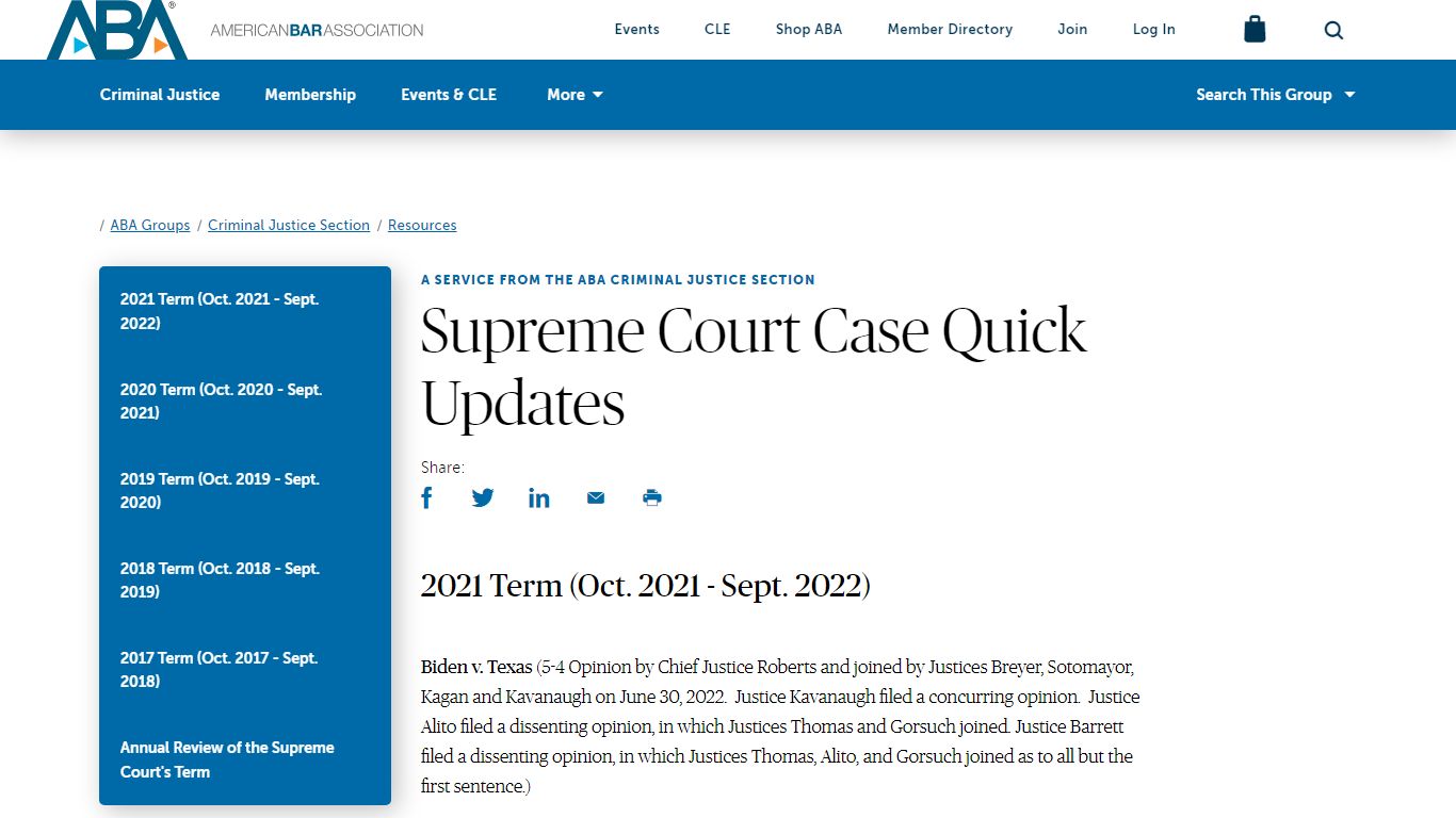 Supreme Court Case Quick Updates - American Bar Association